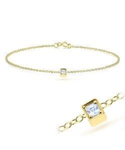 Gold Plated CZ Stone in Box Silver Bracelet BRS-260-GP